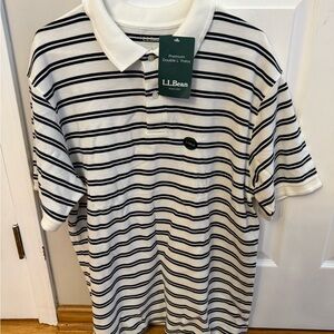 L.L. Bean Men's Polo Shirt with Black and White Stripes